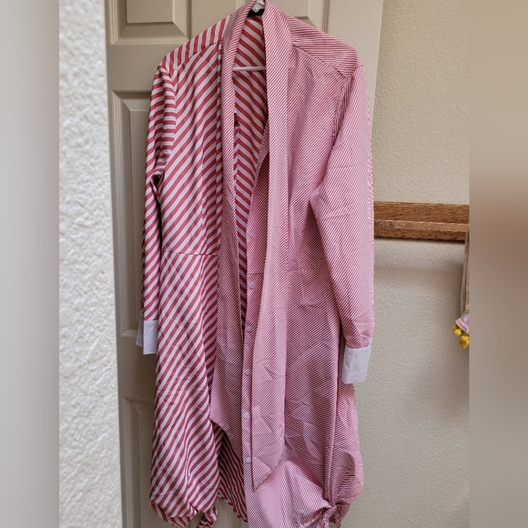 Red Striped button up shirt dress - Picture 2 of 3